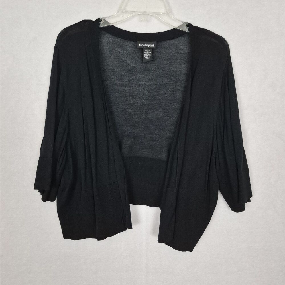 Lane Bryant Black Cropped Shrug Cardigan Sweater - 22/24 - Women's Plus Size